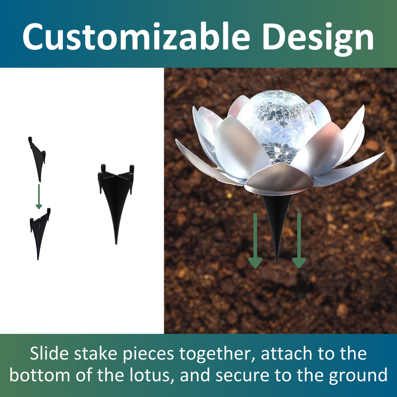 Load image into Gallery viewer, Lotus Flower Solar LED Garden Light - Silver