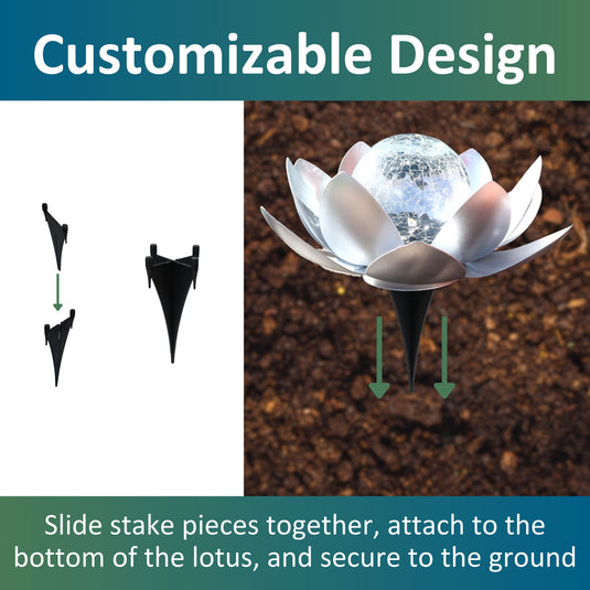 Lotus Flower Solar LED Garden Light - Silver