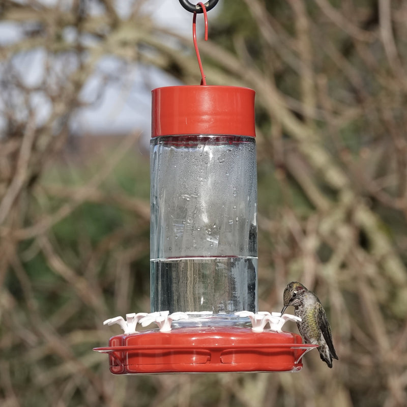 Load image into Gallery viewer, Scarlet Swirl Glass Gravity Hummingbird Feeder