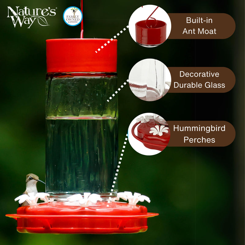 Load image into Gallery viewer, Scarlet Swirl Glass Gravity Hummingbird Feeder