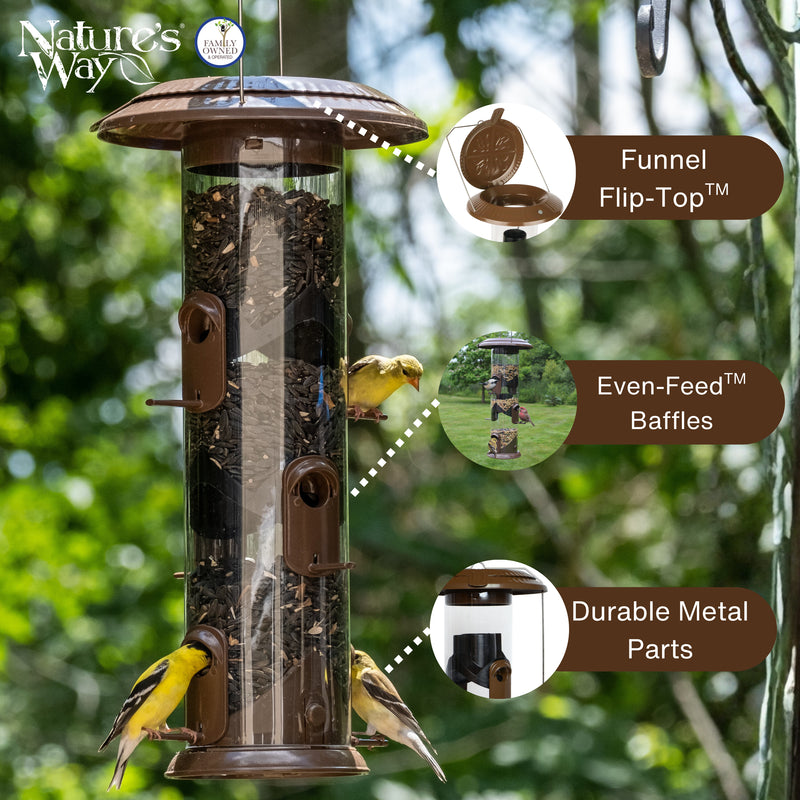 Load image into Gallery viewer, Wide Deluxe Funnel Flip-Top Tube Feeder