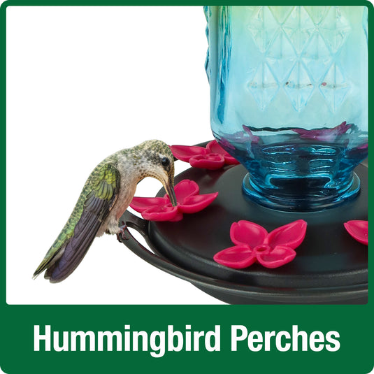 Seafoam Ombre Column Antique Glass Hummingbird Gravity Feeder