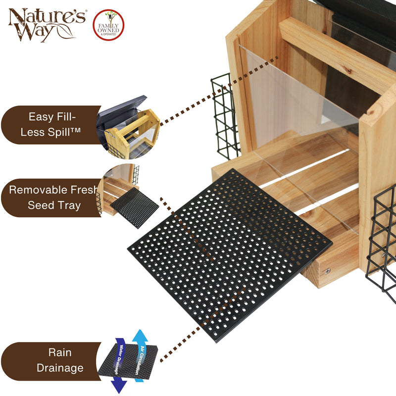 Load image into Gallery viewer, Cedar 3 QT Hopper Feeder w/ 2 Suet Cages