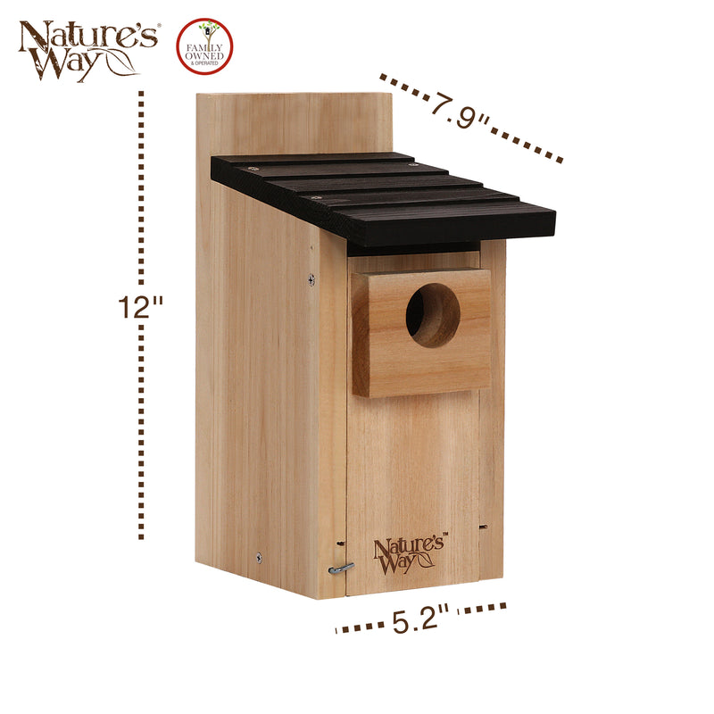 Load image into Gallery viewer, Cedar Bluebird Box House with Clean-Out Door and Predator Guard