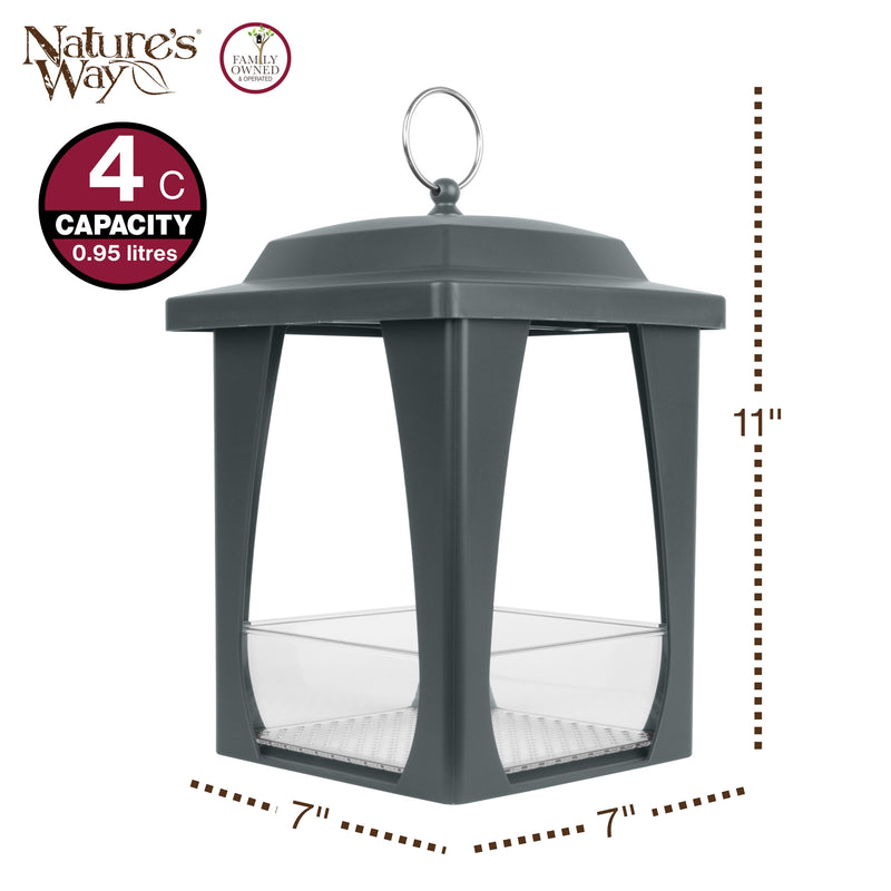 Load image into Gallery viewer, Dine-in Hanging Plastic Fly Through Bird Feeder - Grey