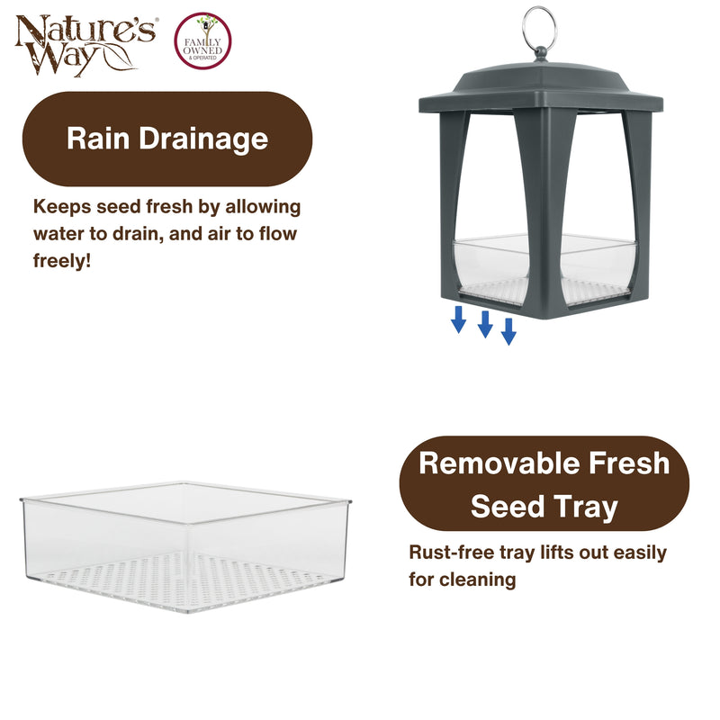 Load image into Gallery viewer, Dine-in Hanging Plastic Fly Through Bird Feeder - Grey