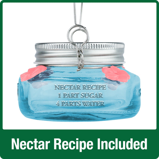 Mason Jar Hummingbird Feeder - Antique Teal