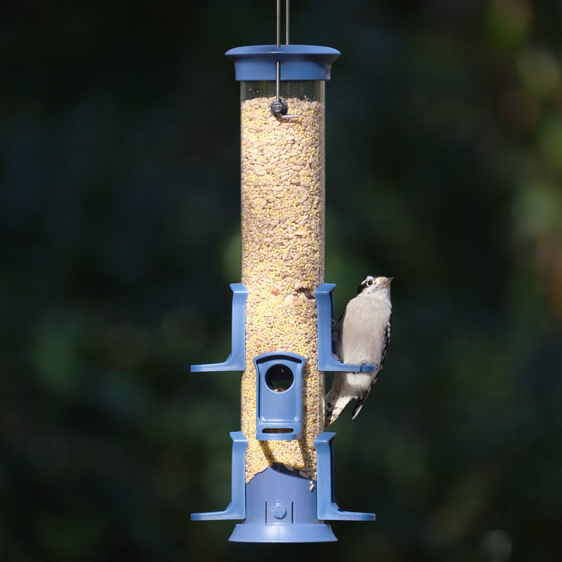 Load image into Gallery viewer, Plastic Tube Bird Feeder - Blue