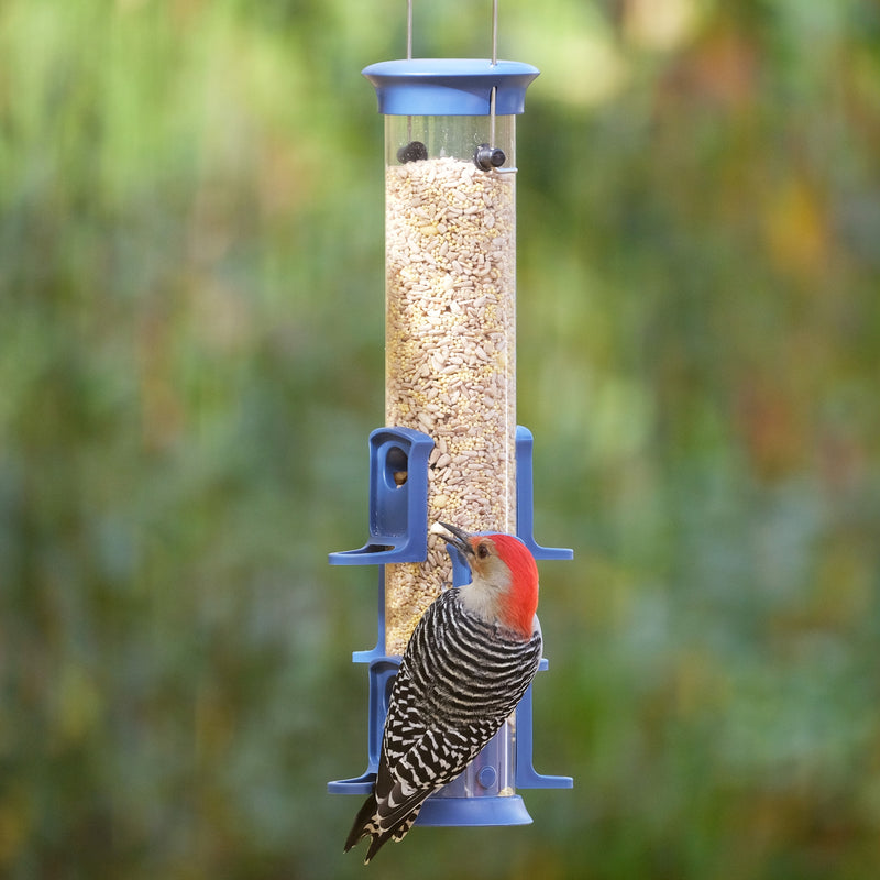 Load image into Gallery viewer, Plastic Tube Bird Feeder - Blue