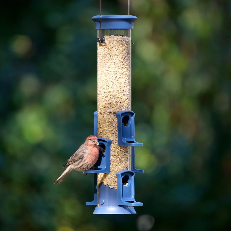Load image into Gallery viewer, Plastic Tube Bird Feeder - Blue