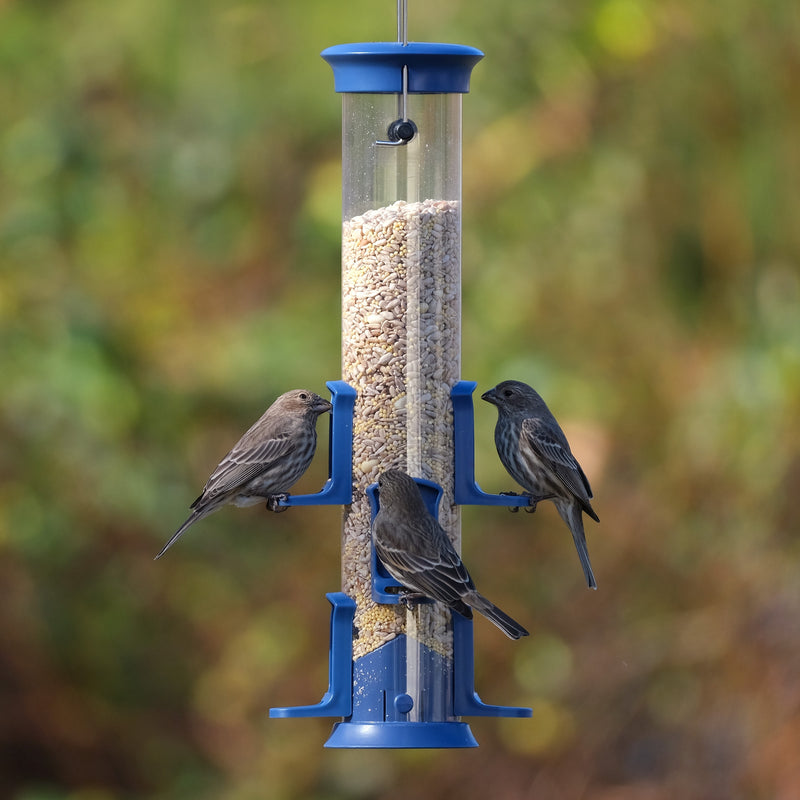 Load image into Gallery viewer, Plastic Tube Bird Feeder - Blue