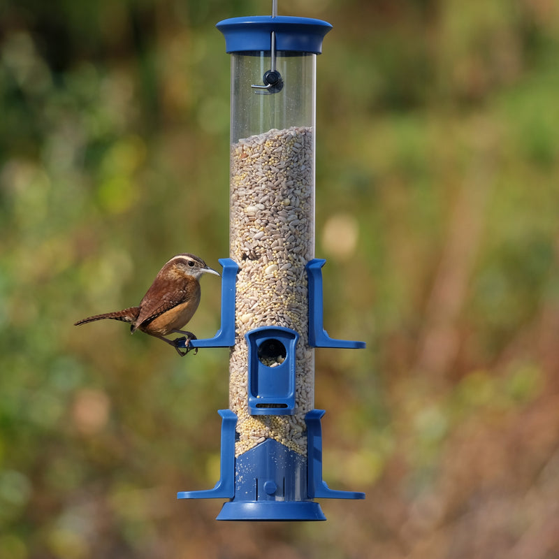 Load image into Gallery viewer, Plastic Tube Bird Feeder - Blue