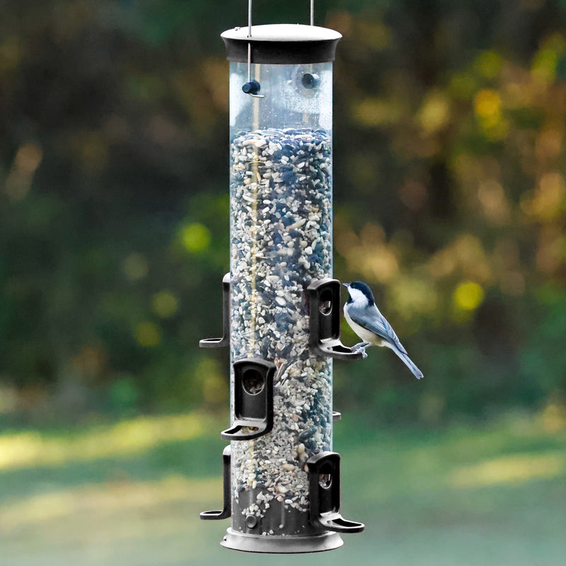 Load image into Gallery viewer, Large Plastic Tube Bird Feeder - Black
