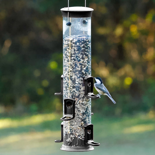 Large Plastic Tube Bird Feeder - Black
