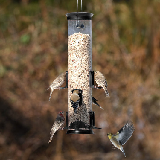 Large Plastic Tube Bird Feeder - Black