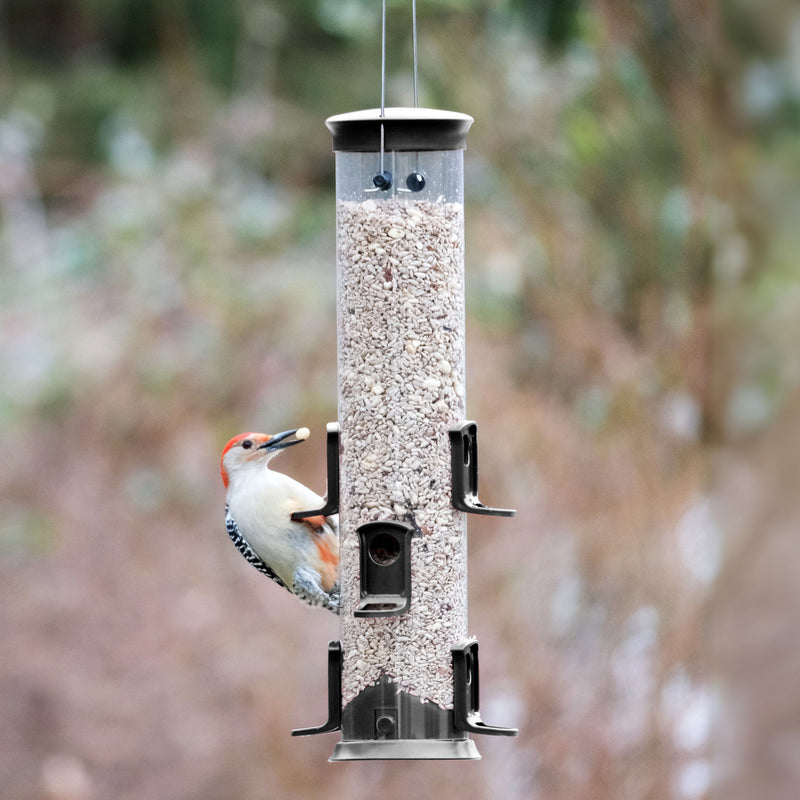 Load image into Gallery viewer, Large Plastic Tube Bird Feeder - Black