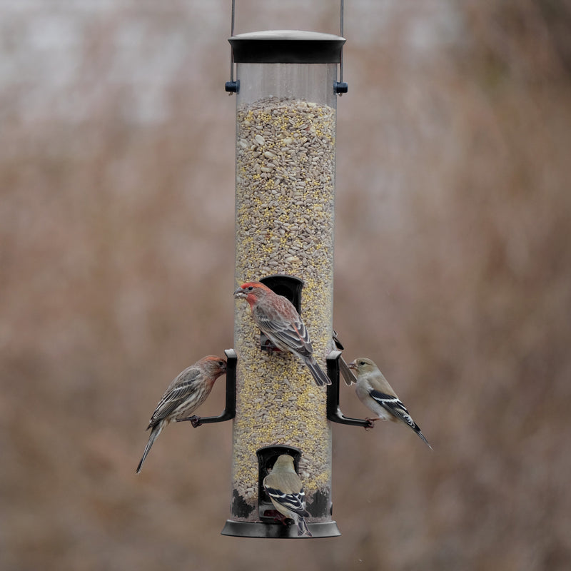 Load image into Gallery viewer, Large Plastic Tube Bird Feeder - Black