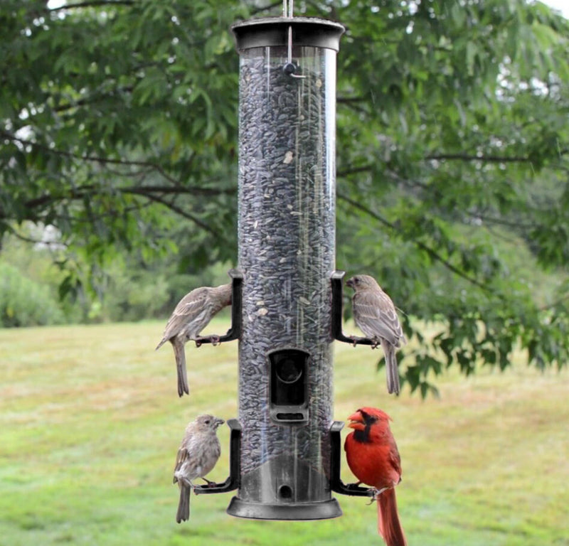 Load image into Gallery viewer, Large Plastic Tube Bird Feeder - Black