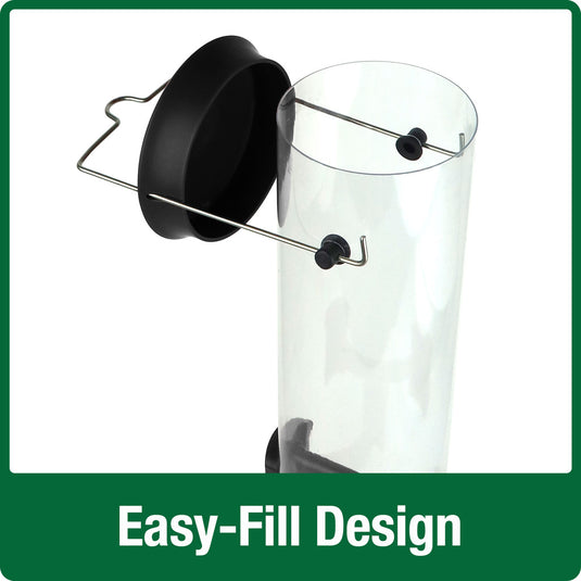 Large Plastic Tube Bird Feeder - Black