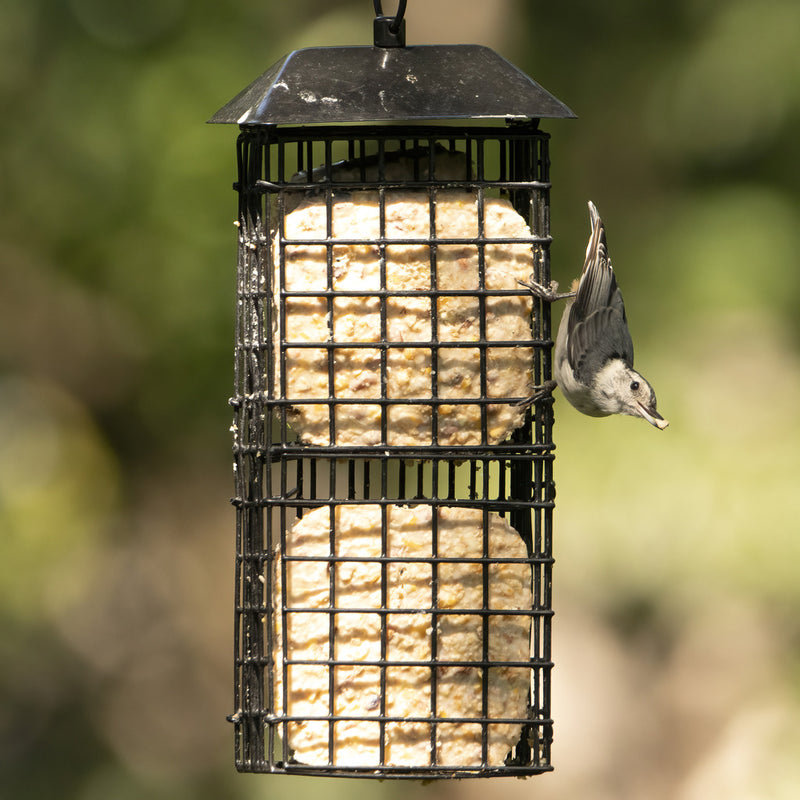 Load image into Gallery viewer, Metal Four Cake Suet Cage Bird Feeder w/ Roof - Four Cake