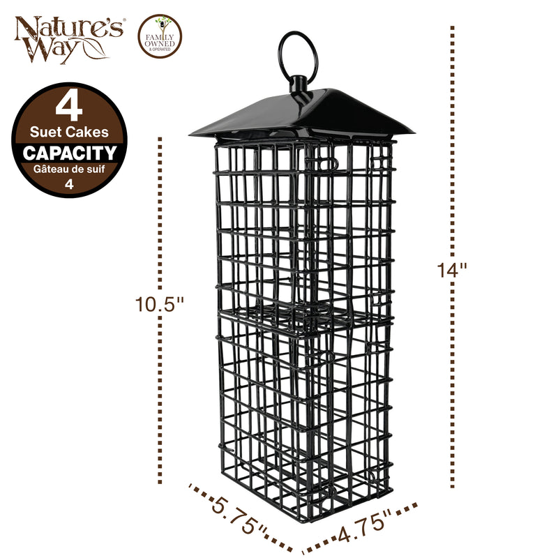 Load image into Gallery viewer, Metal Four Cake Suet Cage Bird Feeder w/ Roof - Four Cake