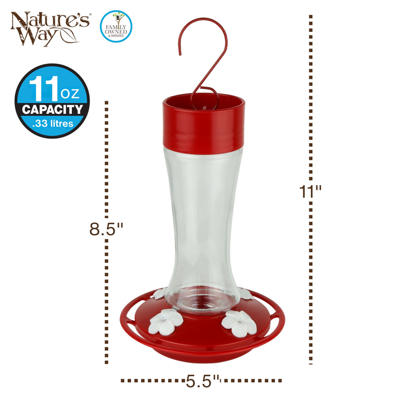 Load image into Gallery viewer, Scarlet Silhouette Glass Gravity Hummingbird Feeder