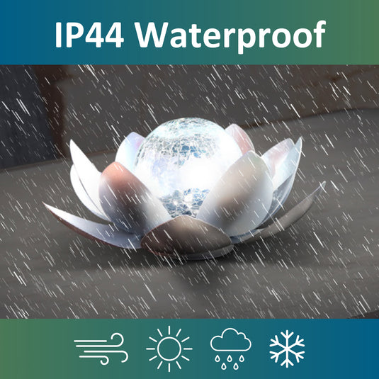 Lotus Flower Solar LED Garden Light - Silver