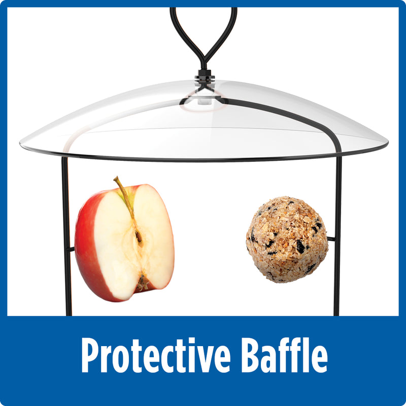Load image into Gallery viewer, Close up of clear protective baffle on Nature's Way Bluebird Buffet Bird Feeder