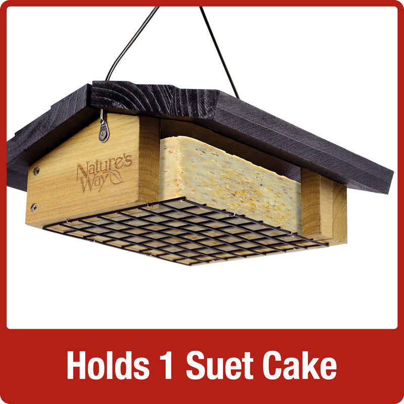 Load image into Gallery viewer, One suet cake in Nature&#39;s Way Upside-down cedar Suet bird Feeder
