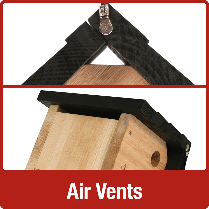 Load image into Gallery viewer, air vents on front and sides promote airflow on the Nature's Way Traditional Wren House