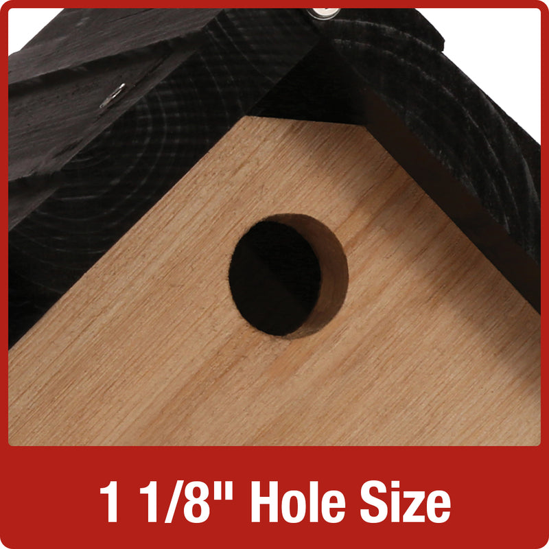 Load image into Gallery viewer, 1 1/8 inch hole size detracts predators on the Nature&#39;s Way Traditional Wren House
