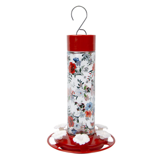 Vintage Blossom Decorative Glass Hummingbird Feeder (Model# DGHF3)