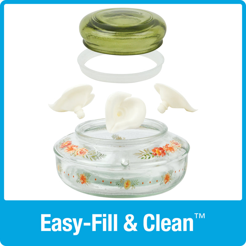 Load image into Gallery viewer, Decorative Glass Top-Fill Hummingbird Feeder - Gardenia Bouquet