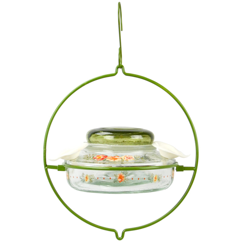Load image into Gallery viewer, Decorative Glass Top-Fill Hummingbird Feeder - Gardenia Bouquet
