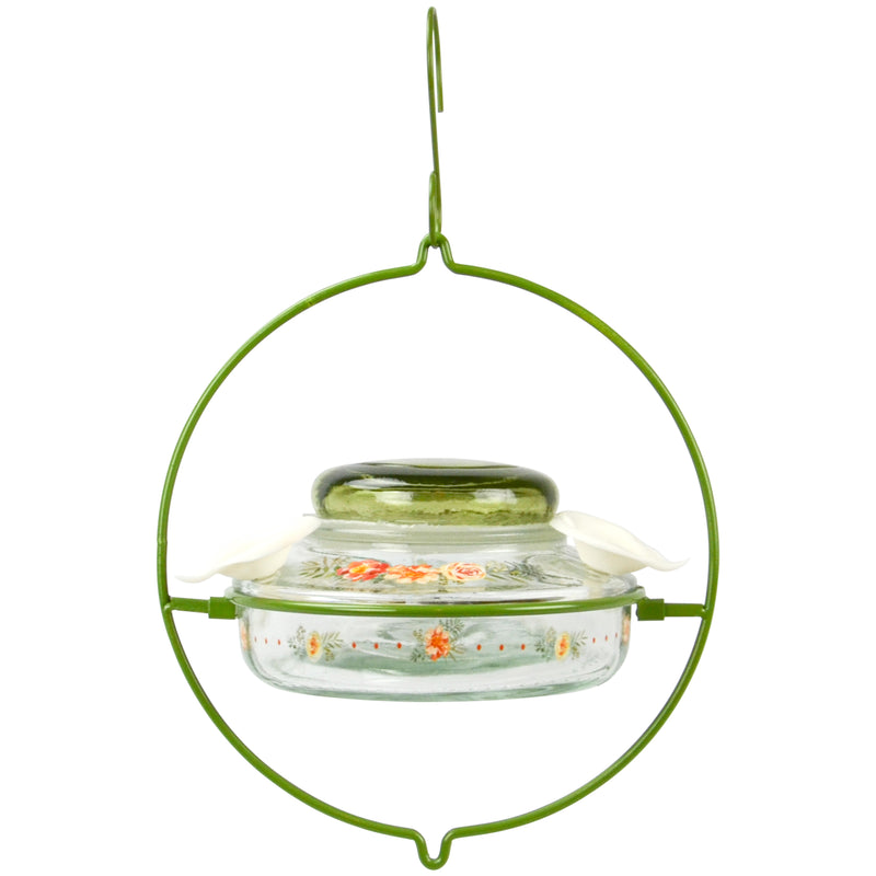 Load image into Gallery viewer, Decorative Glass Top-Fill Hummingbird Feeder - Gardenia Bouquet (Model# DTHF2)
