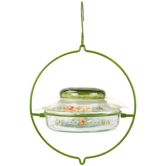 Decorative Glass Top-Fill Hummingbird Feeder - Gardenia Bouquet
