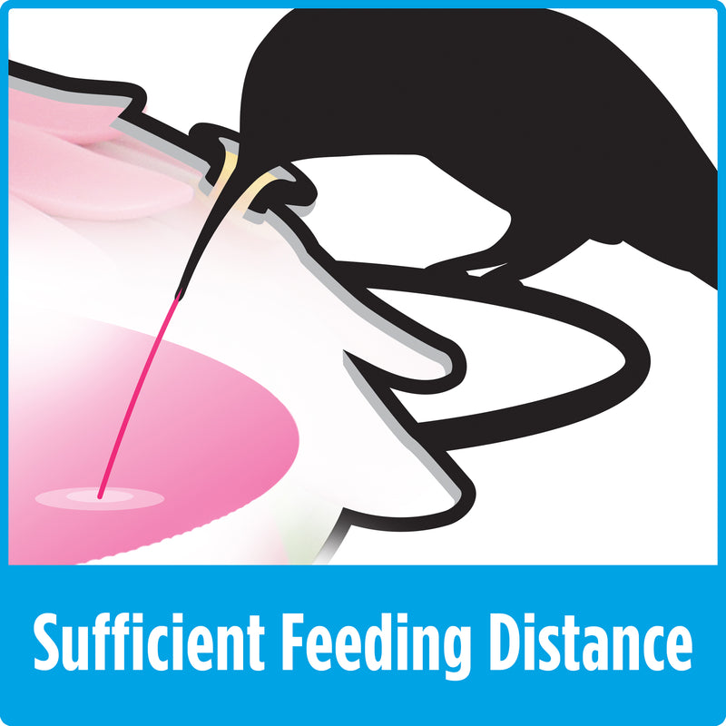 Load image into Gallery viewer, Demonstration of hummingbird tongue reaching through feeding port into nectar for sufficient feeding distance on the Nature's Way Illuminated Hummingbird hand blown glass Feeder