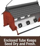 enclosed tube keeps seed dry and fresh on Nature's Way Horizontal Tube Feeder