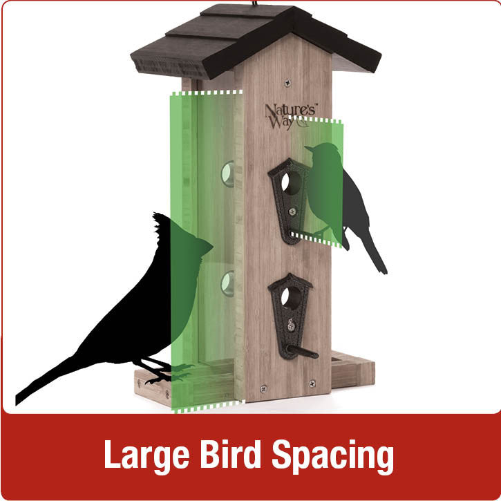 Load image into Gallery viewer, Large bird spacing for Nature's Way Vertical Wave cedar bird Feeder