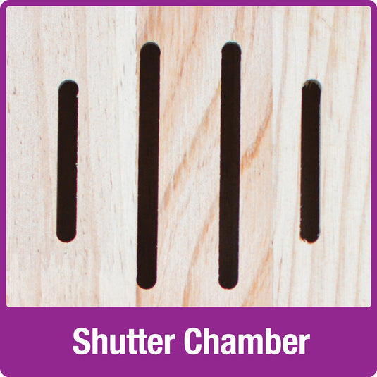 shutter chamber with four openings on the Better Gardens Pollinator Tower