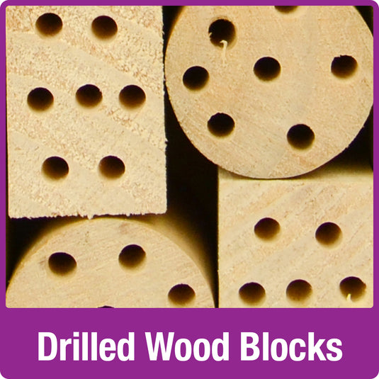 drilled wood blocks on the Better Gardens Dual-Chamber Beneficial Insect House
