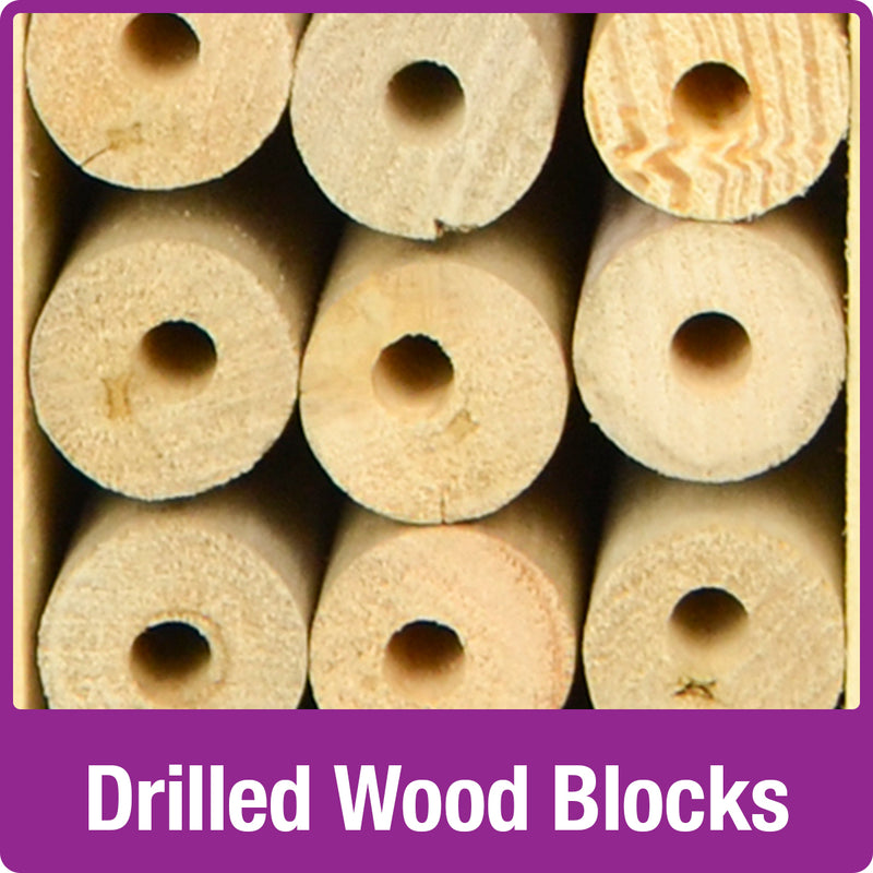 Load image into Gallery viewer, drilled wood blocks on the Better Gardens Multi-Chamber Beneficial Insect House