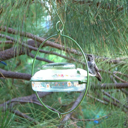 Decorative Glass Top-Fill Hummingbird Feeder - Gardenia Bouquet