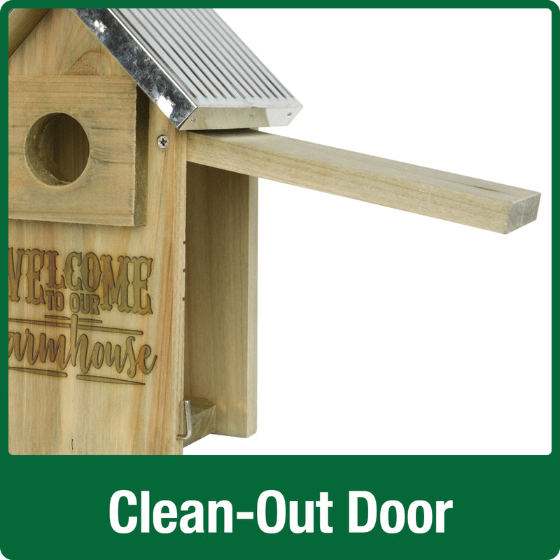 Load image into Gallery viewer, easy clean out door on the Wild wings Galvanized Weathered Bluebird House