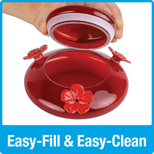 easy fill and clean design on the nature's way Modern Hummingbird Feeder - Solid Red