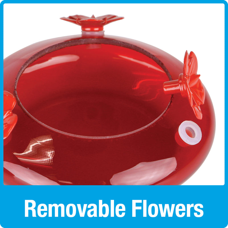 Load image into Gallery viewer, removable flowers for easy cleaning on the nature&#39;s way Modern Hummingbird Feeder - Solid Red
