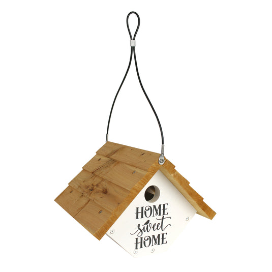 side view of Nature's Way Farmhouse Wren House on white background