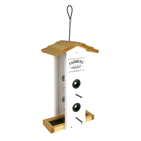 Side view of Nature's Way Wild Wings Farmhouse Vertical cedar bird Feeder