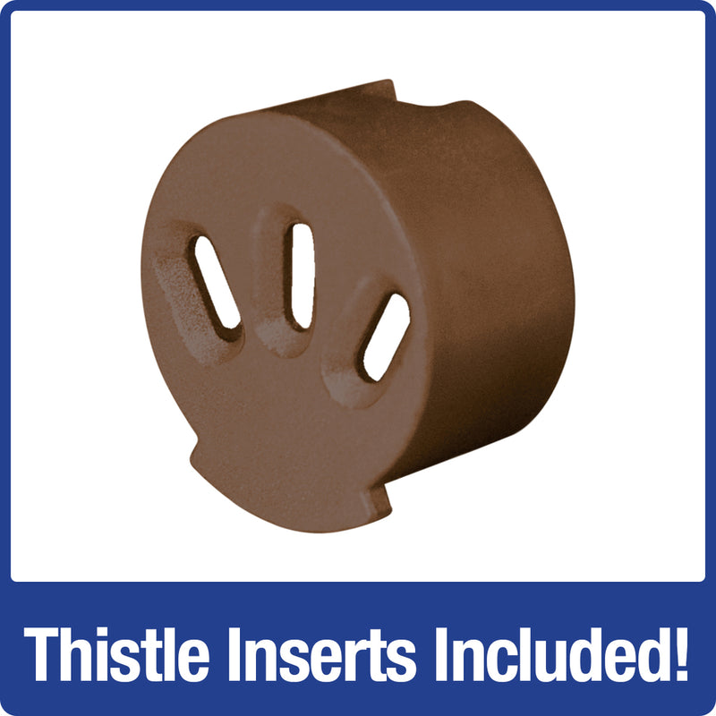 Load image into Gallery viewer, thistle inserts included on the Wide Deluxe Funnel Flip-Top Tube Feeder (Model# WMFFB-19)