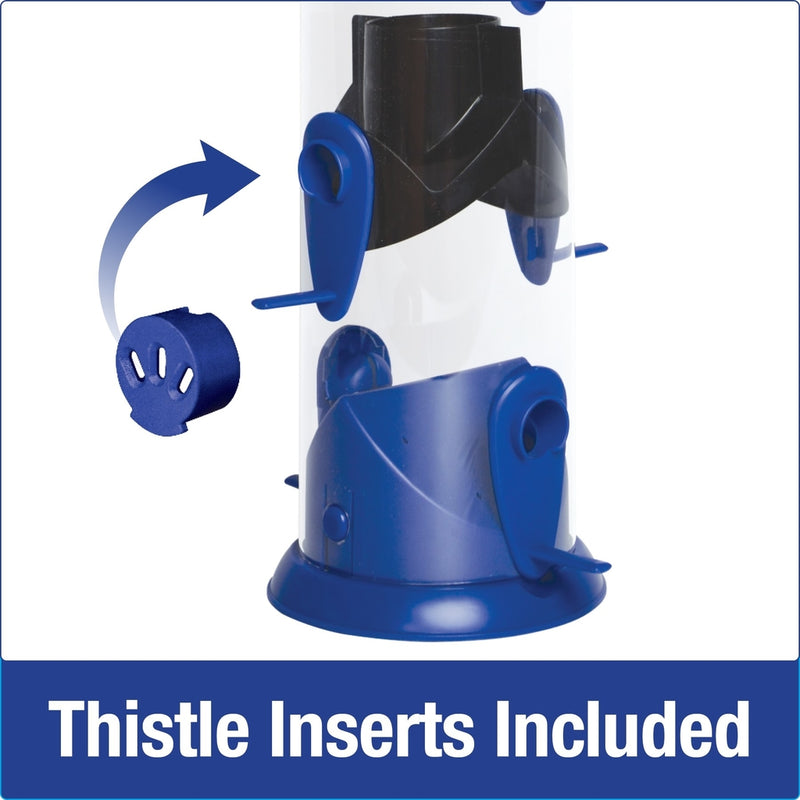 Load image into Gallery viewer, thistle inserts included on the Nature's Way Wide Funnel Flip-Top Tube Feeder